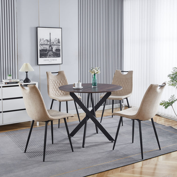 Mid-Century Dining Table For 4 - 6 People With Round MDF Table Top, Pedestal Dining Table, End Table Leisure Coffee Table, Cross Leg