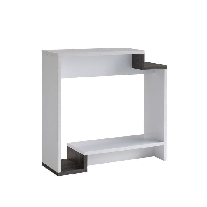 Contemporary Console Table With Two Open Shelves - White & Grey