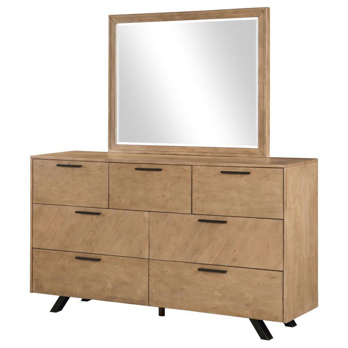 Taylor - 7-Drawer Rectangular Dresser With Mirror Light - Honey Brown