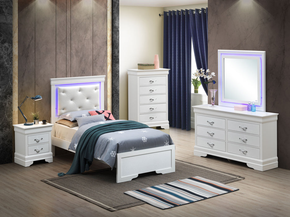 Lorana - G6590C-TB3 Twin Bed - Silver Champagne