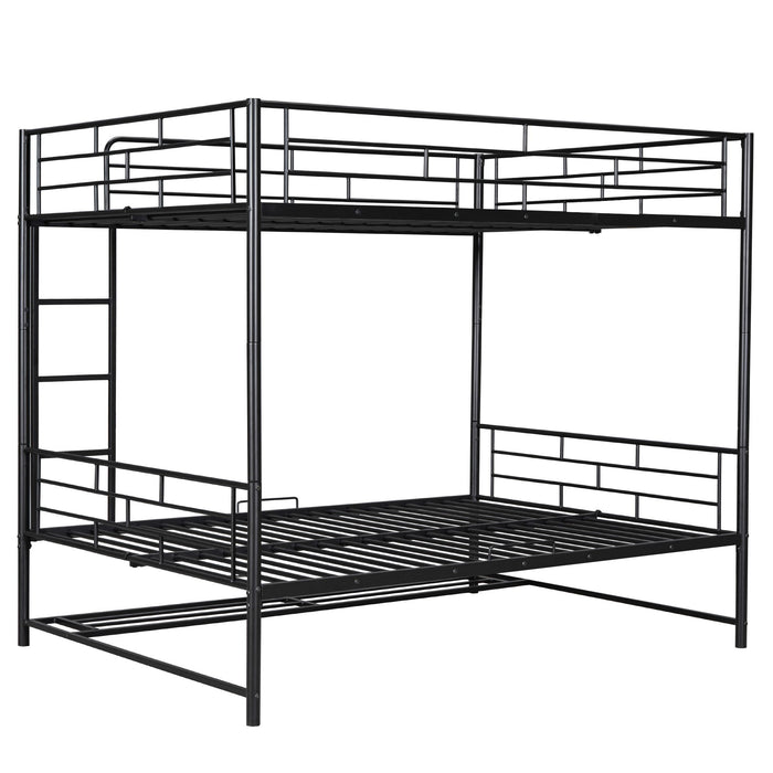 Metal Bunk Bed With Shelf And Guardrails