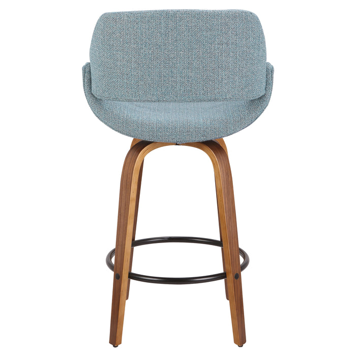 Fabrico - Mid Century Modern Fixed Height Counter Stool And Round Footrest (Set of 2)