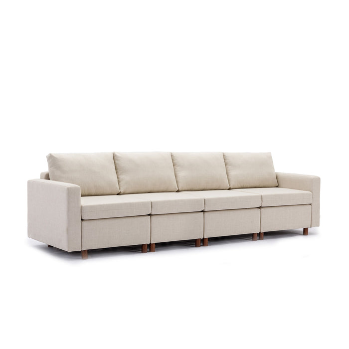 4 Seat Module Sectional Sofa Couch With 1 Ottoman For Living Room, Seat Cushion And Back Cushion Non-Removable And Non-Washable