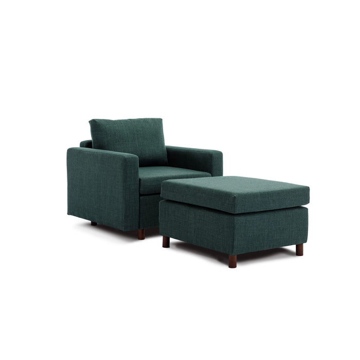 Single Seat Module Sofa Sectional Couch With Armrest With 1 Ottoman, Cushion Covers Non-Removable And Non-Washable