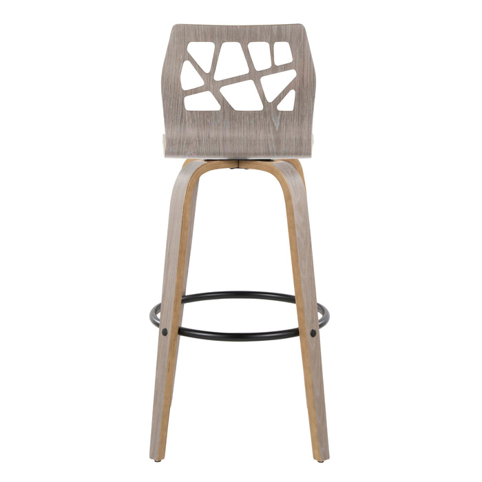 Folia - Contemporary Fixed Height Stool With Swivel With Round Footrest (Set of 2)