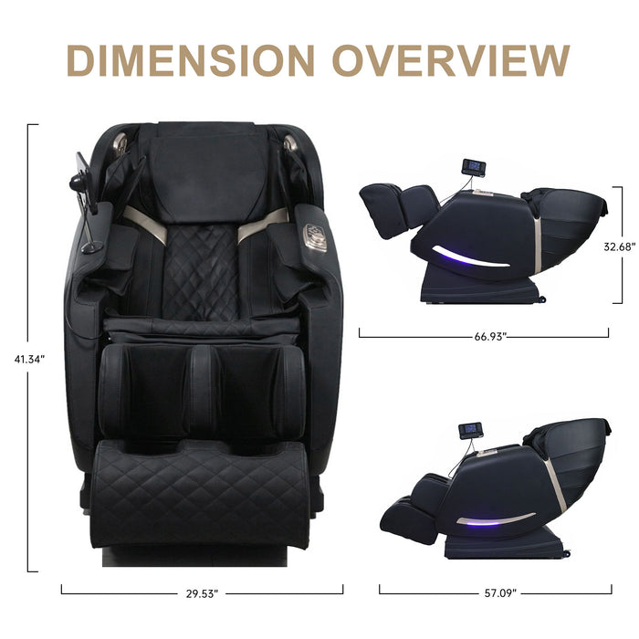 Full Body Massage Chair With Zero Gravity Recliner, With Two Control Panel: Smart Large Screen & Rotary Switch, Spot Kneading And Heating - Black