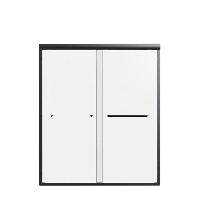 Semi-Frameless Double Sliding Shower Door, Bypass Shower Door, Tempered Glass Door - Black