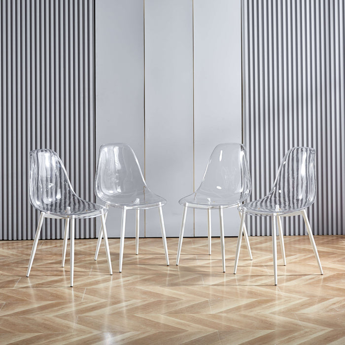 Dining Chair, Metal Leg, Plastic Seat (Set of 4)