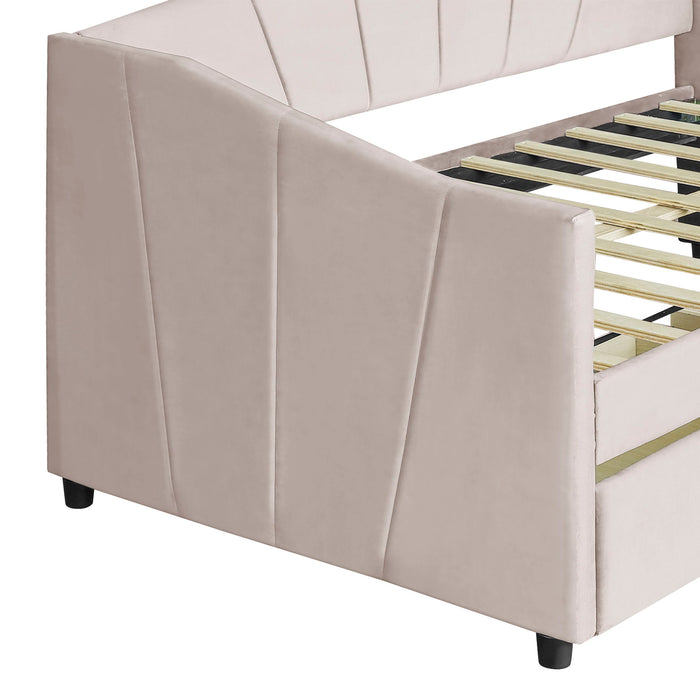 Upholstered Daybed With Two Drawers And Wood Slat