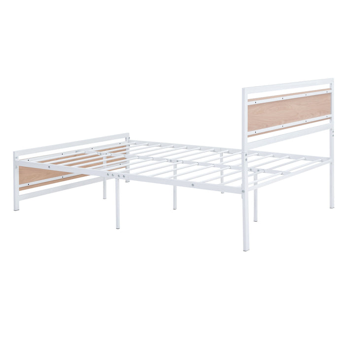 Platform Bed, Metal And Wood Bed Frame With Headboard And Footboard