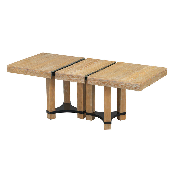 Topmax - 7 Piece Rustic Extendable Dining Table Set With Removable Leaf, 2 Arm Chairs And 4 Armless Chairs - Natural