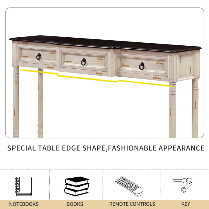 Console Table Sofa Table With Drawers For Entryway With Projecting Drawers And Long Shelf