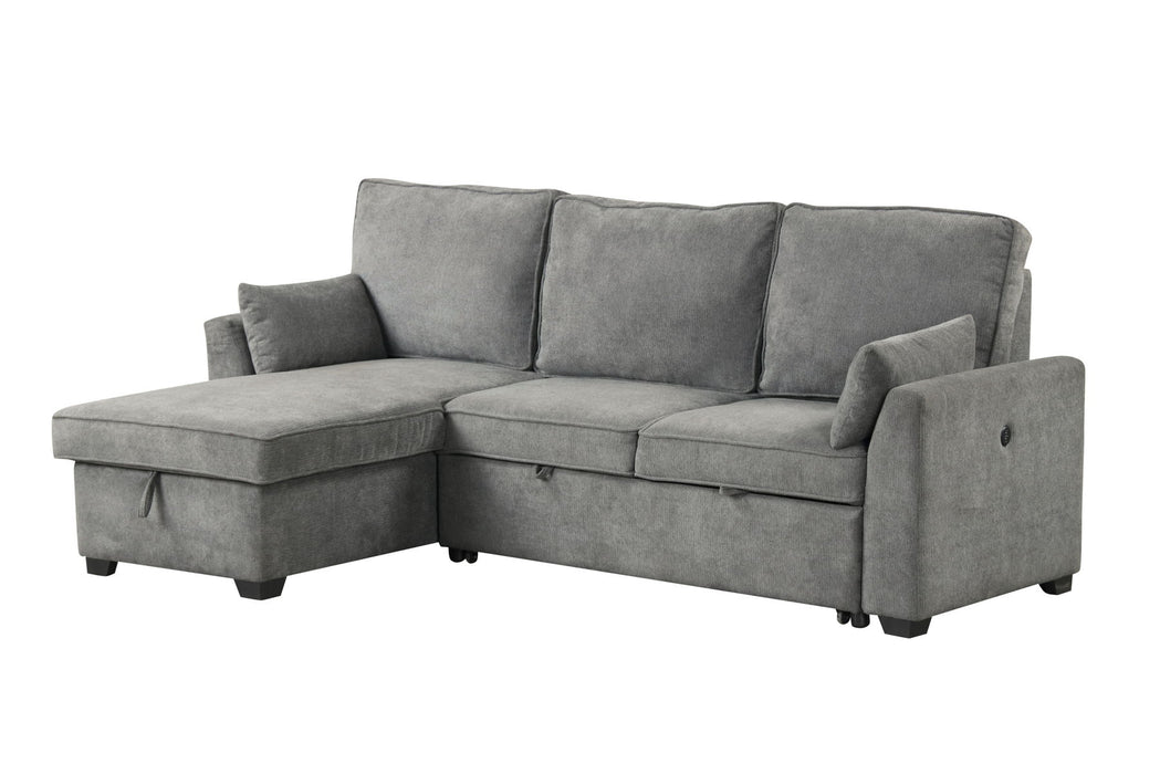 Ember - 92"W Fabric Sleeper Sectional with Reversible Storage Chaise