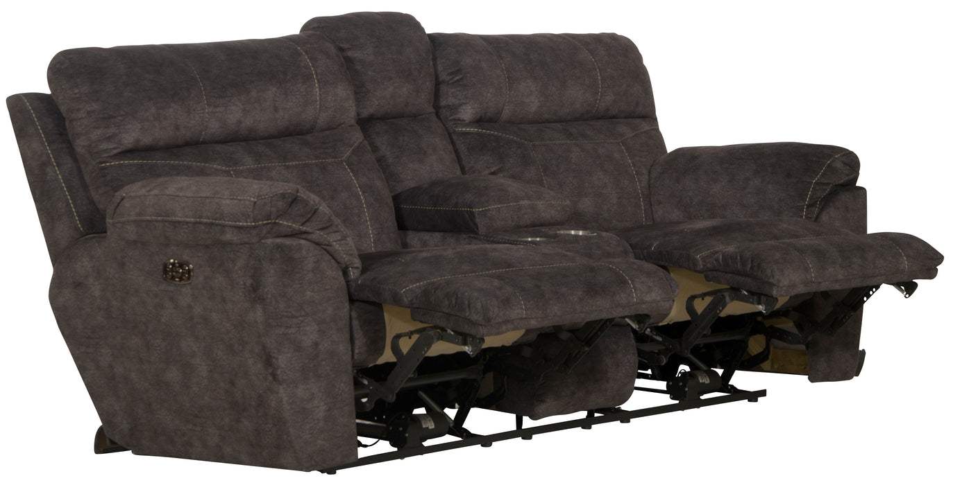 Sedona - Power Hdrst With Lumbar Lay Flat Reclining Console Loveseat With Storage & Cupholders