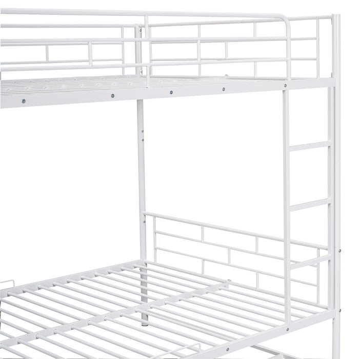 Metal Bunk Bed With Shelf And Guardrails