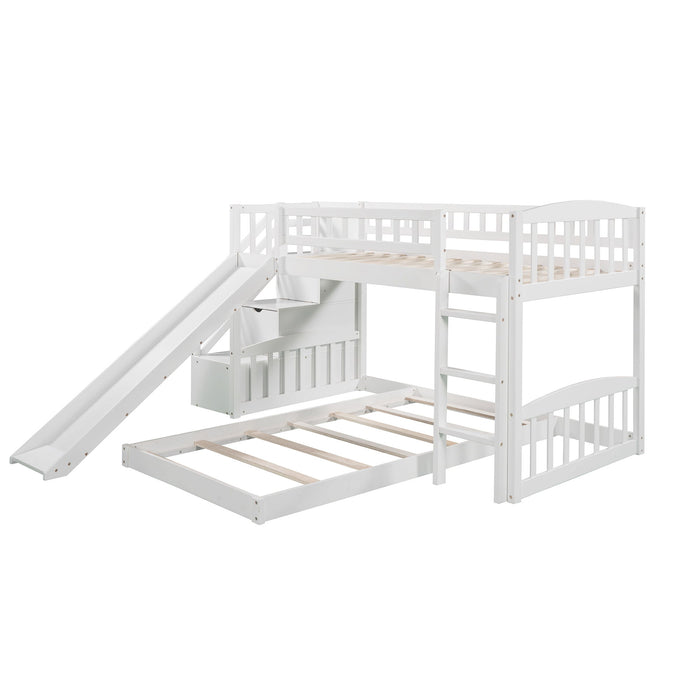 Twin Over Twin Stairway Bunk Bed With Two Drawers And Slide