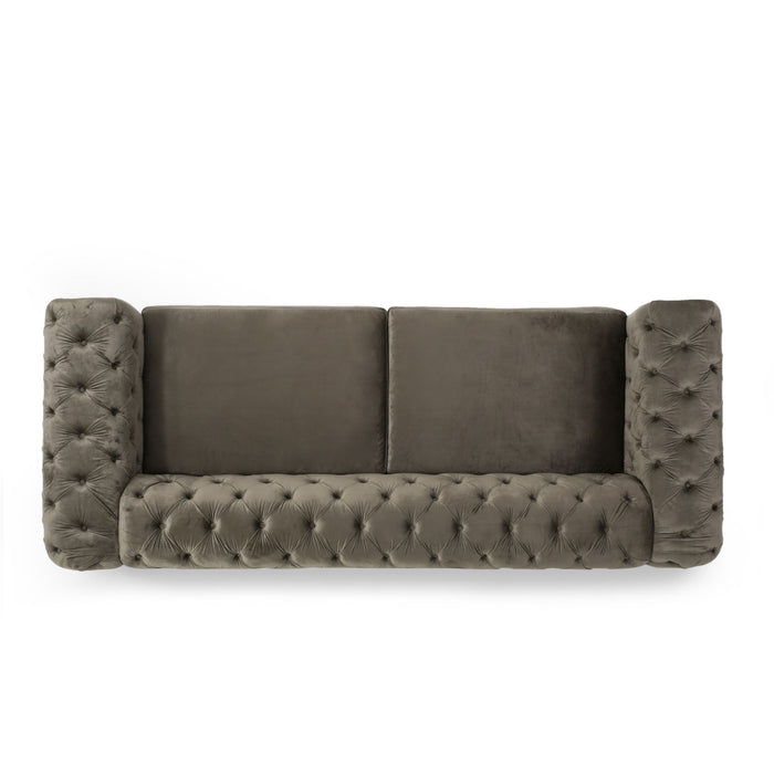 Comfy 3 Sofa With Tufted Back And Arm, Modern For Living Room - Gray