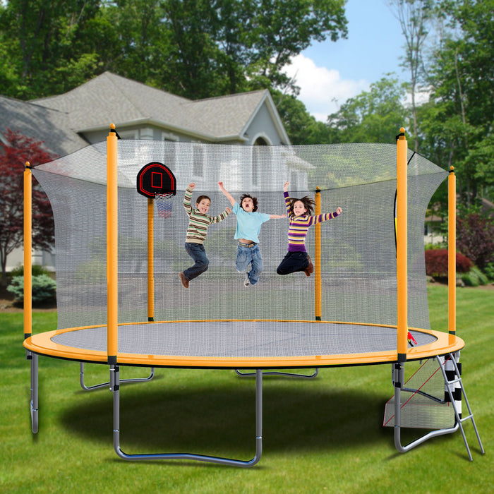 16Ft Trampoline With Basketball Hoop Pump And Ladder (Inner Safety Enclosure) With Soccer Goal