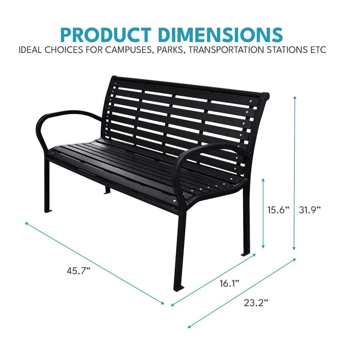 Patio Bench Steel - Black