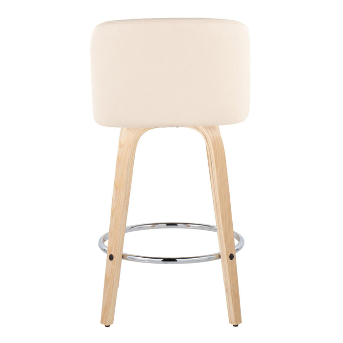 Toriano - Contemporary Fixed-Height Counter Stool With Swivel And Round Footrest (Set of 2)