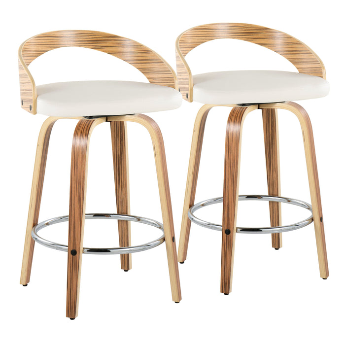 Grotto - Mid Century Modern Fixed Height Counter Stool With Swivel With Round Footrest (Set of 2)