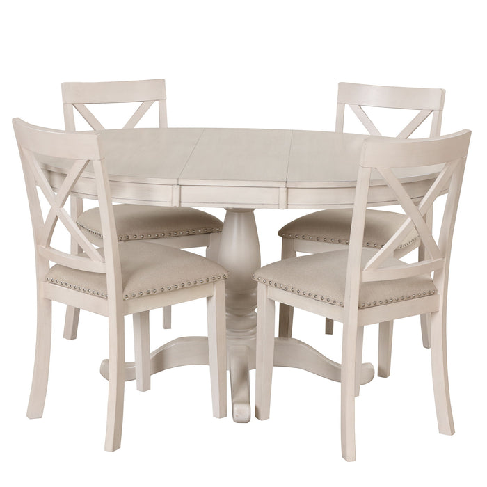 Modern Dining Table Set For 4, Round Table And 4 Kitchen Room Chairs, 5 Piece Kitchen Table Set For Dining Room, Dinette, Breakfast Nook