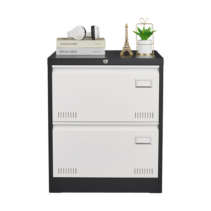 2 Drawer Metal Lateral File Cabinet With Lock, Office Vertical Files Cabinet For Home Office