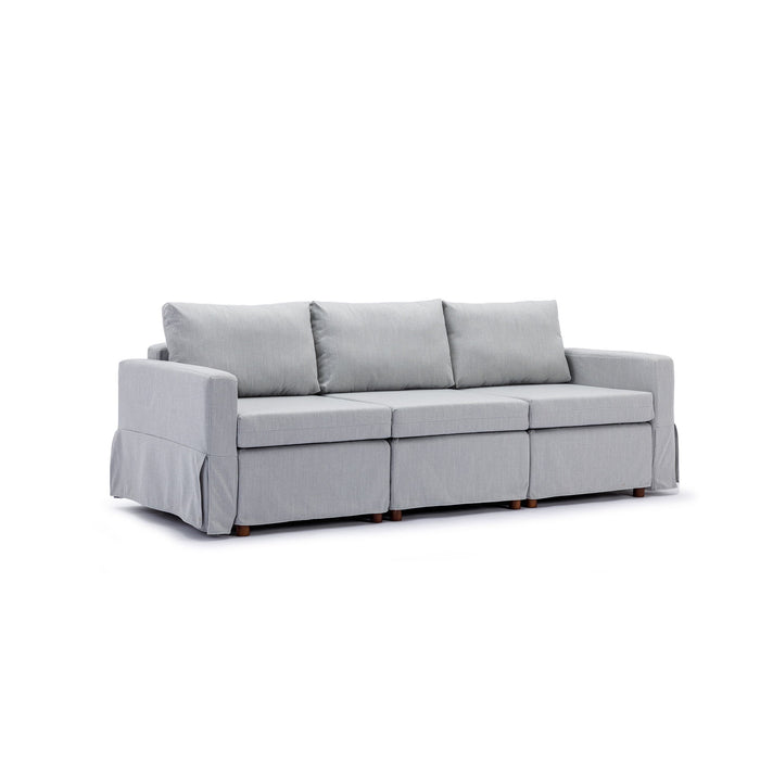 3 Seat Module Sectional Sofa Couch With 1 Ottoman For Living Room, Seat Cushion And Back Cushion Non-Removable And Non-Washable