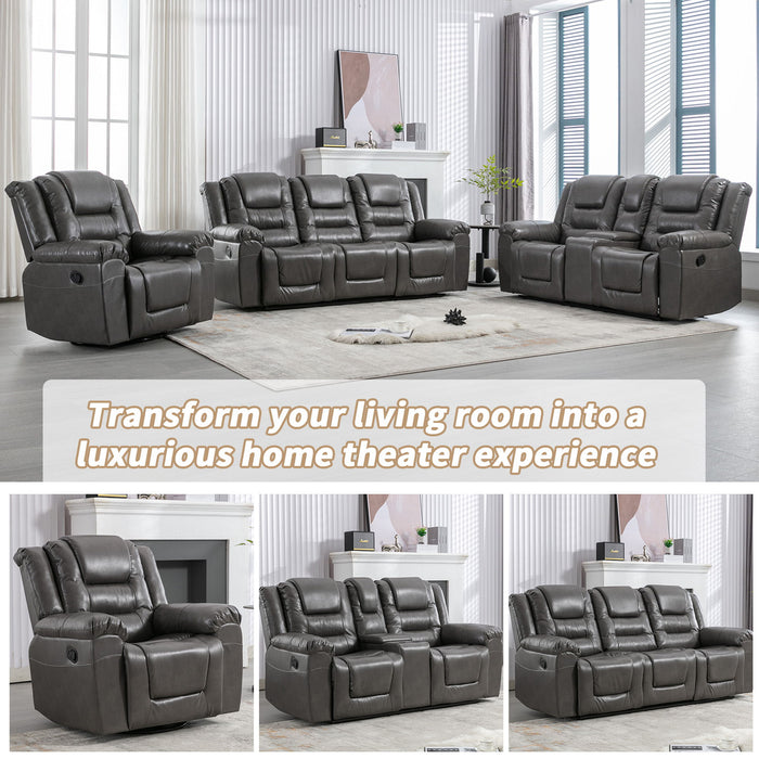 360° Swivel And Rocking Home Theater Recliner Manual Recliner Chair With Wide Armrest For Living Room