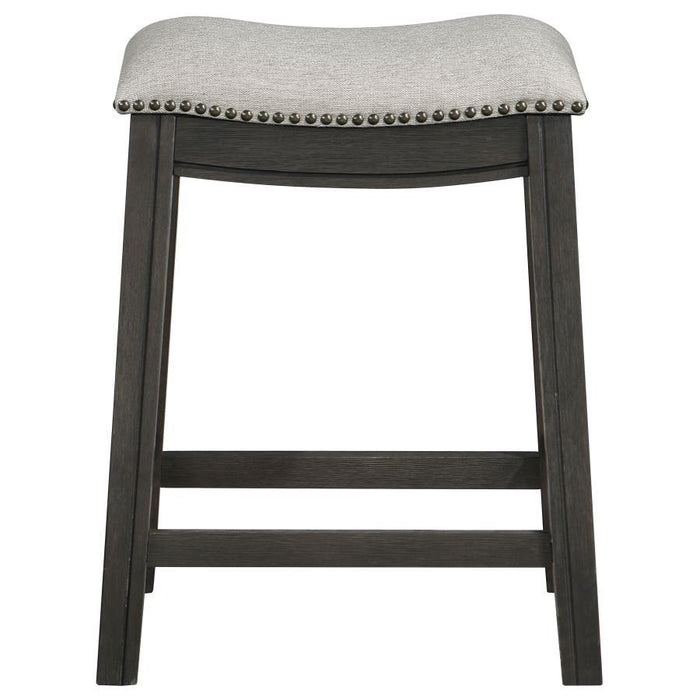 Elliston - Backless Counter Height Saddle Bar Stool (Set of 2) - Dark Grey And Beige