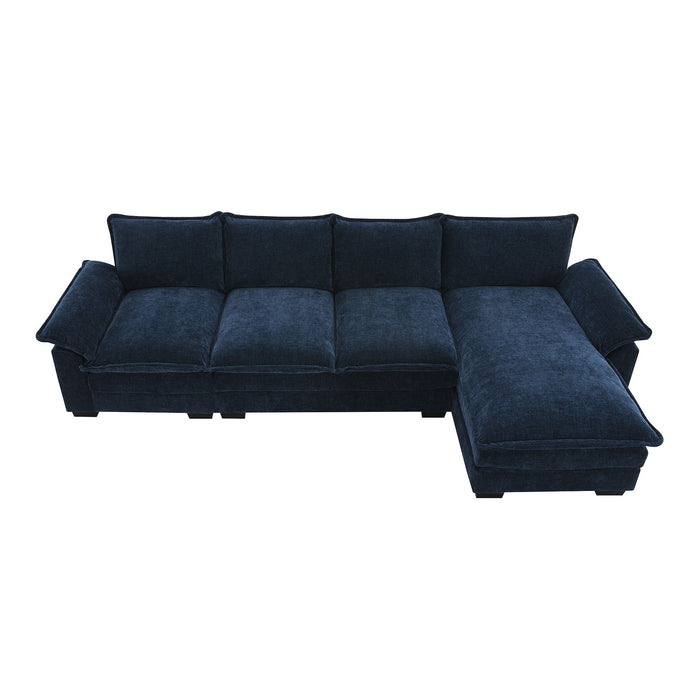 Modern L Shaped Chenille Cloud Sofa With Double Seat Cushions, 5 Seat Upholstered Indoor Furniture, Sleeper Sofa Couch With Chaise Lounge For Living Room, Apartment