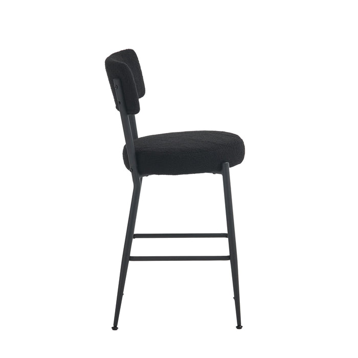 Modern Teddy Fabric Upholstered Bar Stools - Black Legs