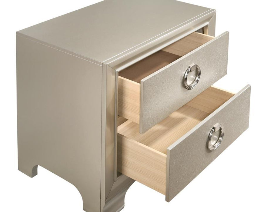 Salford - 2-Drawer Nightstand - Metallic Sterling