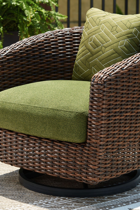 Horizon Hall - Brown / Green - Swivel Lounge With Cushion