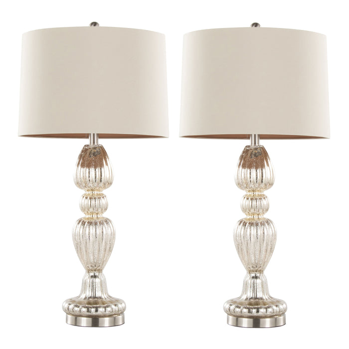 Spade - Contemporary Table Lamp (Set of 2) - Mercury / Nickel / Natural