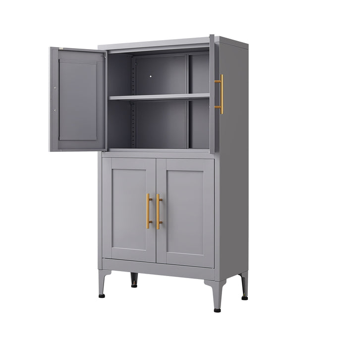 Metal Kitchen Storage Cabinet, Kitchen Pantry Storage Cabinet With Doors And Shelves, Storage Cabinet With Adjustable Leveling Foot For Kitchen, Living Room And Dining Room