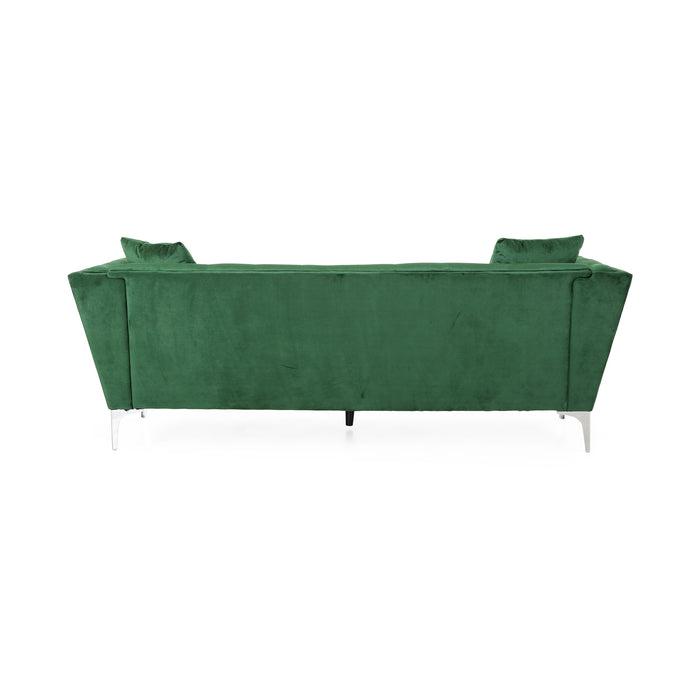 Comfy 3 Seat Sofa With Metal Legs, Modern For Living Room And Study - Emerald