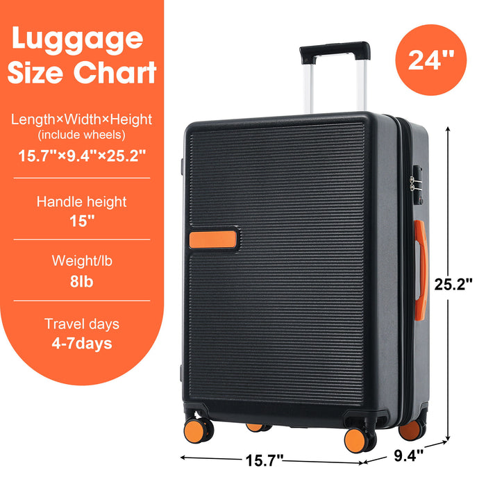 Contrast Color Hardshell Luggage 24" Expandable Spinner Suitcase With Tsa Lock Lightweight