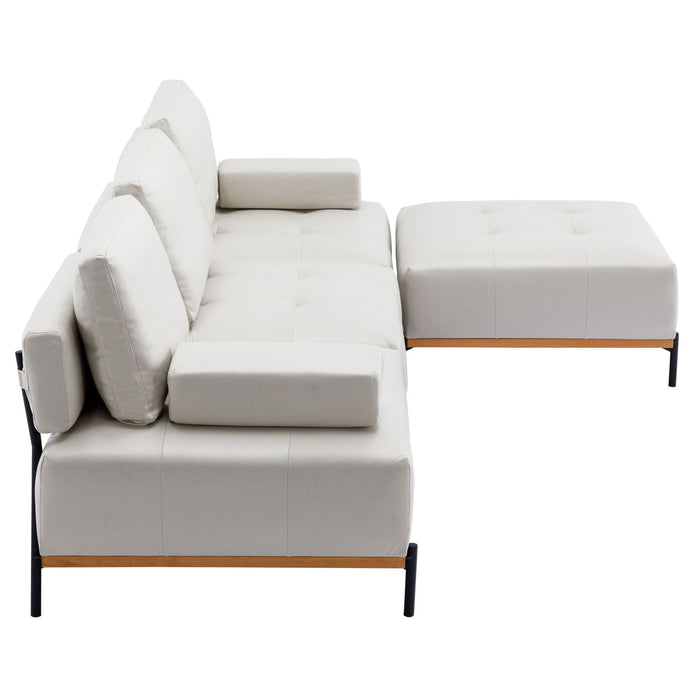 L-Shape Sectional Sofa 3 Seater Couches With A Removable Ottoman, Comfortable For Living Room