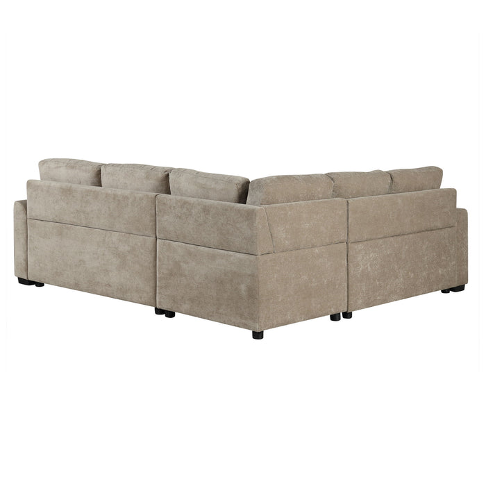 L-Shape Sofa Bed Pull-Out Sleeper Sofa With Wheels, USB Ports, Power Sockets For Living Room