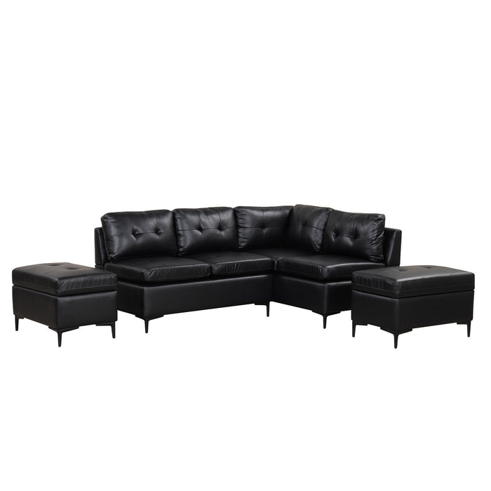 L-Shaped Corner Sofa Sectional Sofa Couch With Movable Storage Ottomans For Living Room