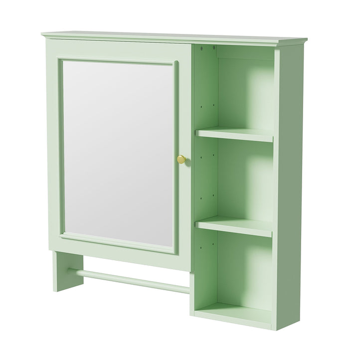 Wall Mounted Bathroom Storage Cabinet, Medicine Cabinets With Large Mirror Door, Adjustable Shelves And Three Open Storage Levels(Not Include Bathroom Vanity)