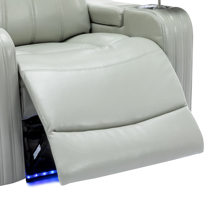 Power Recliner Individual Seat Home Theater Recliner With Cooling Cup Holder - Bluetooth Speaker, Led Lights, USB Ports, Tray Table, Arm Storage For Living Room