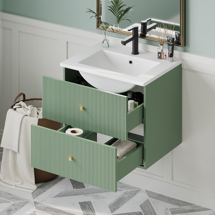 Wall Mounted Bathroom Vanity With 2 Drawers, Ideal For Small Bathrooms