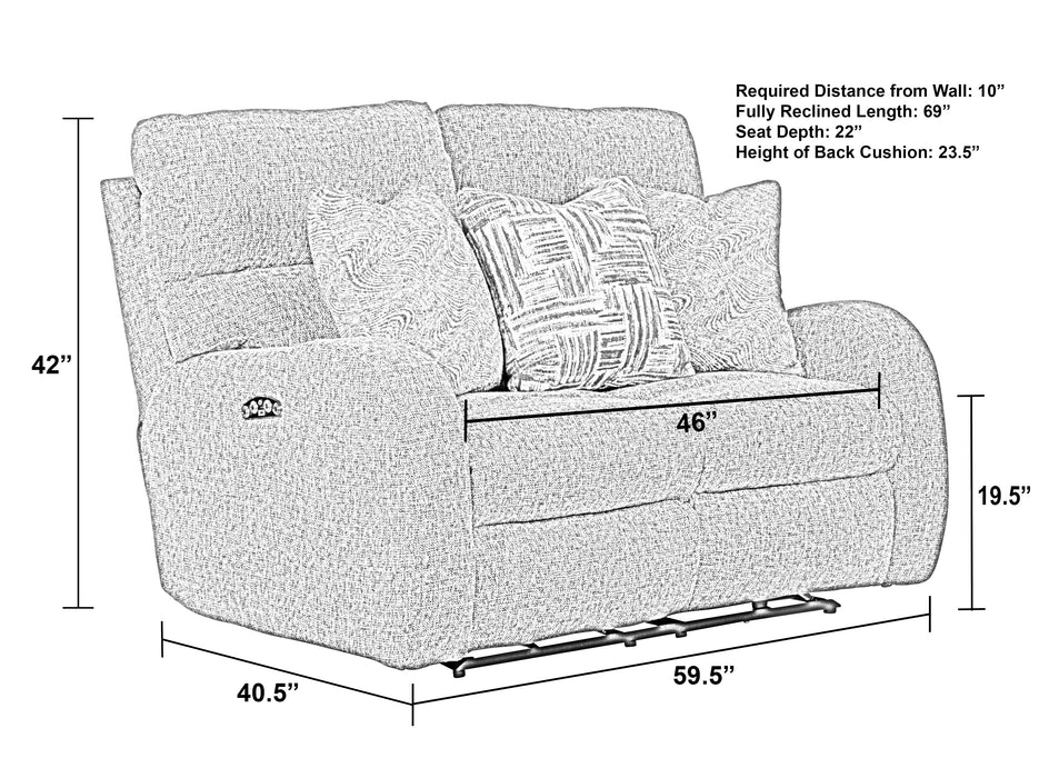 Liam - Power Headrest Power Lay Flat Reclining Loveseat - Coal