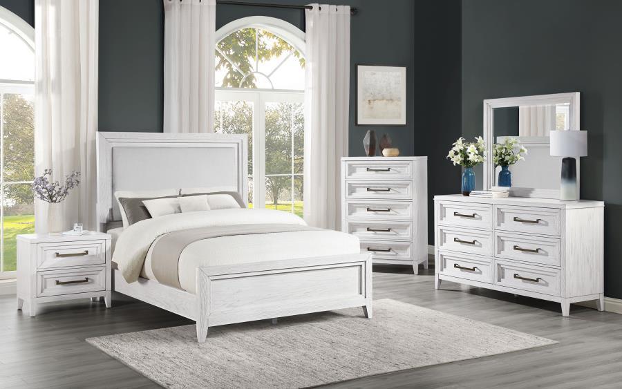 Marielle - 6 Drawers Dresser With Mirror - Distressed White