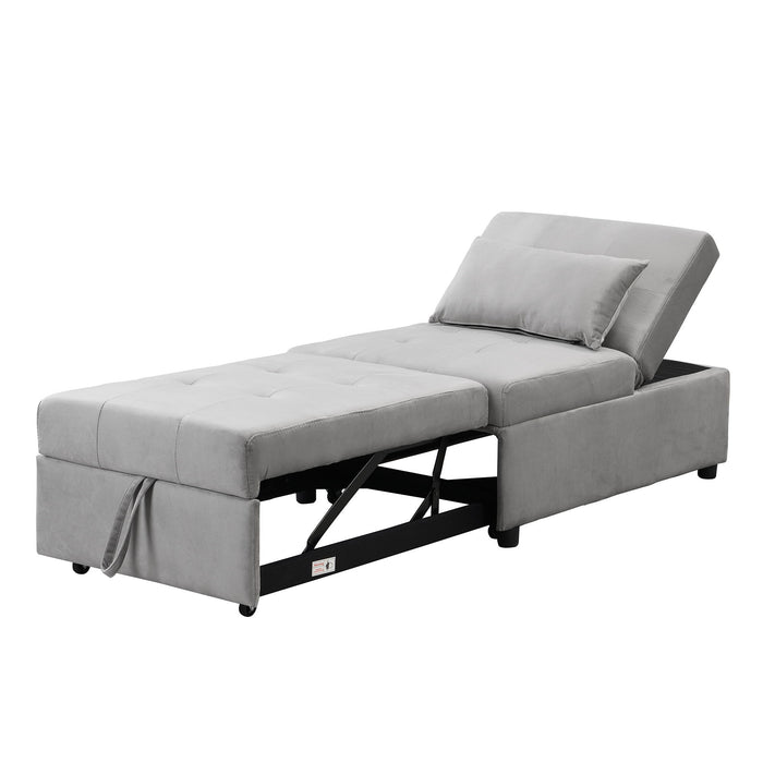 Folding Ottoman Sofa Bed - Gray Fabric