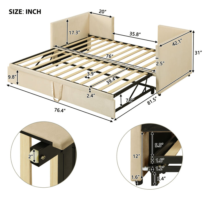 Twin Size Upholstered Daybed With Pop Up Trundle