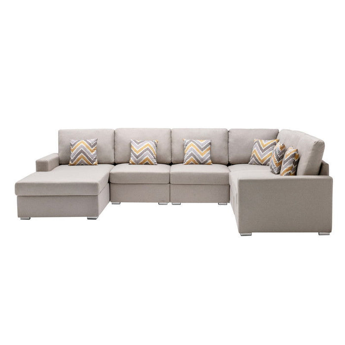 Nolan - Fabric 6 Piece Sectional Sofa With Pillows And Interchangeable Legs