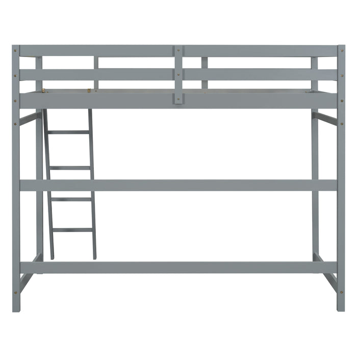 High Loft Bed With Inclined Ladder, Guardrails